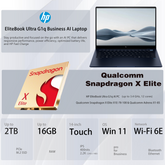 HP EliteBook Ultra 14" Traditional Laptop Qualcomm Snapdragon X Elite 16GB RAM Qualcomm Adreno X1-85 512GB SSD Storage Windows 11 Pro 60Hz - Blue